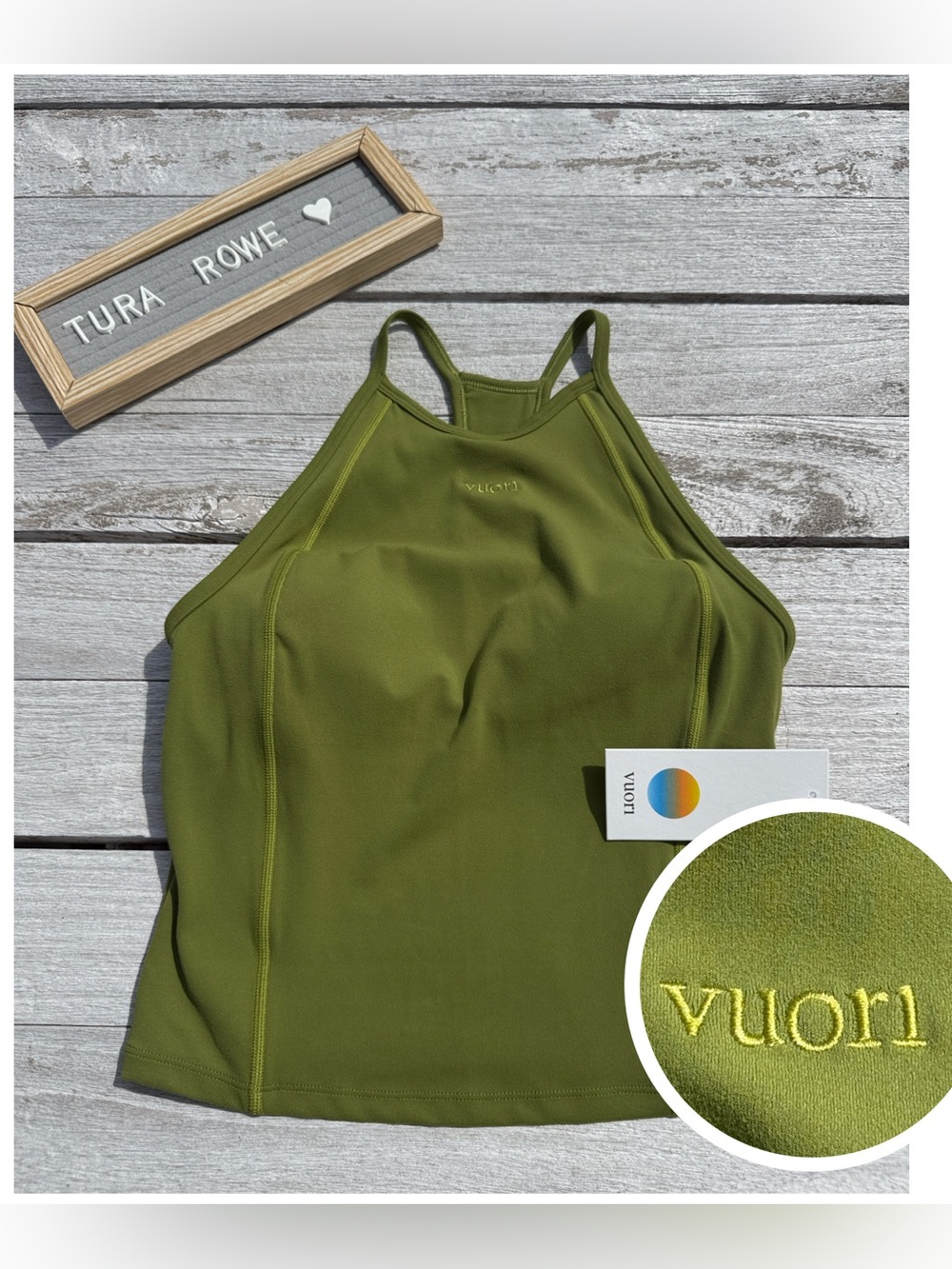 Vuori AllTheFeels Linework Tank Meadow Green Size XS NWT